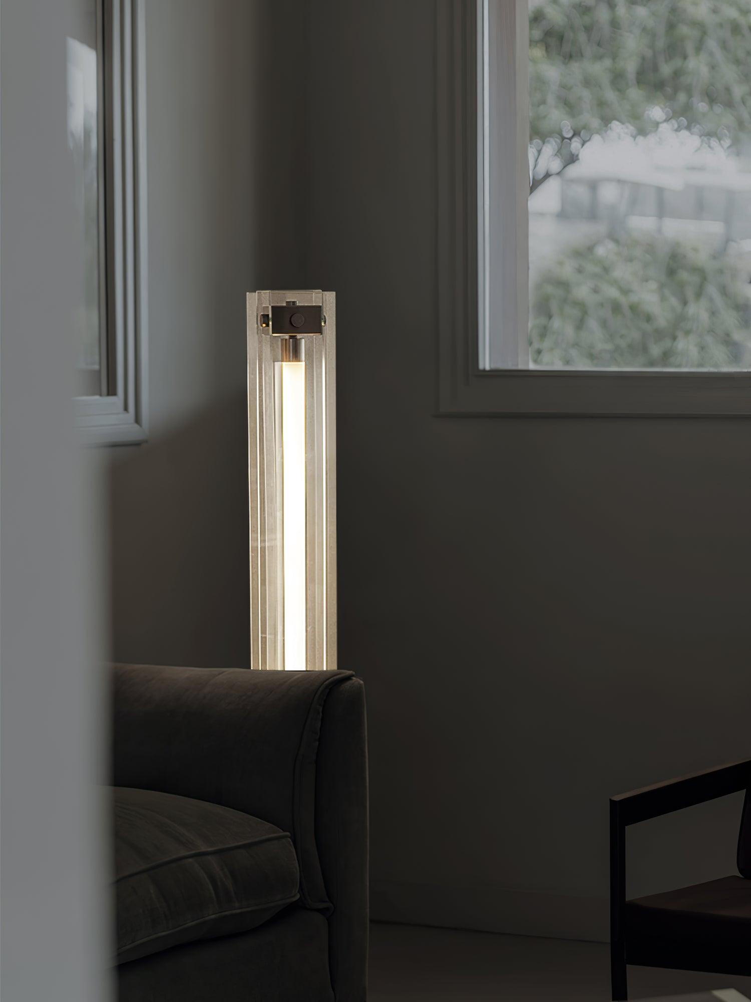 Modern Stainless Steel and Acrylic LED Ambient Floor Lamp with Glass Shade