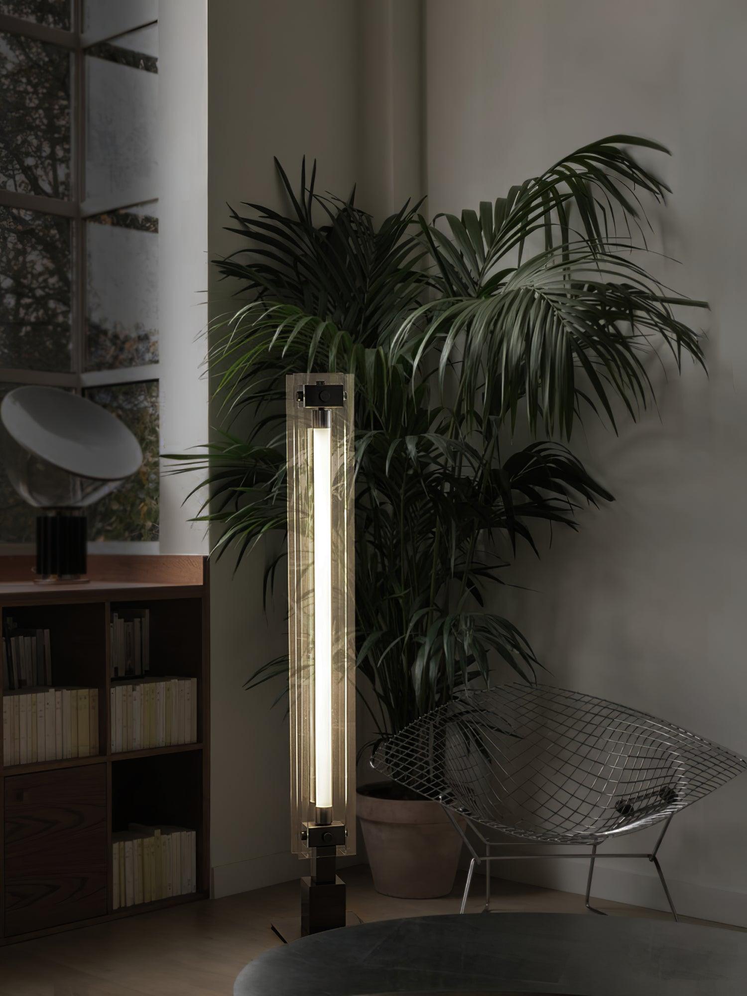 Modern Stainless Steel and Acrylic LED Ambient Floor Lamp with Glass Shade