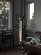 Modern Stainless Steel and Acrylic LED Ambient Floor Lamp with Glass Shade