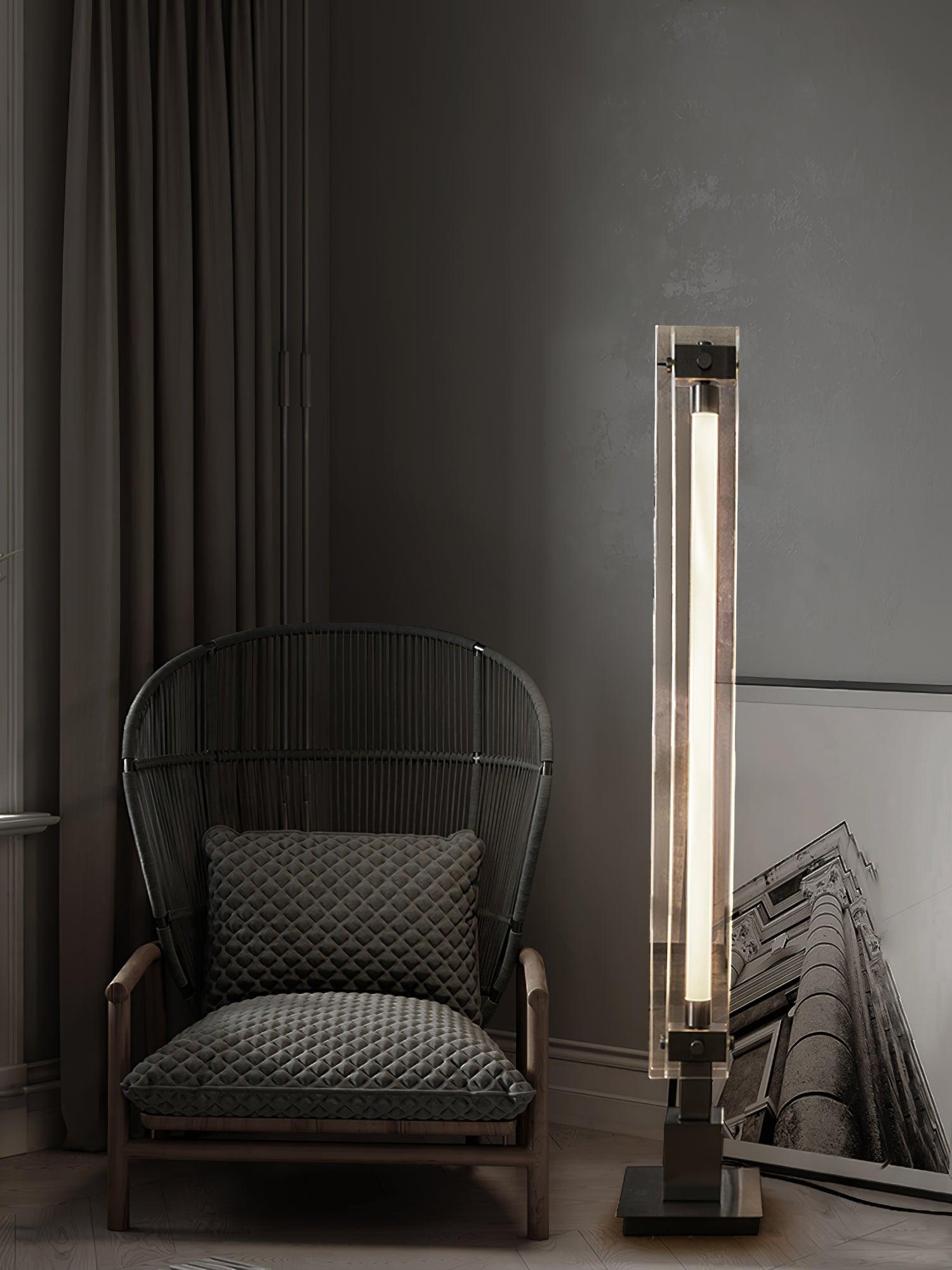 Modern Stainless Steel and Acrylic LED Ambient Floor Lamp with Glass Shade