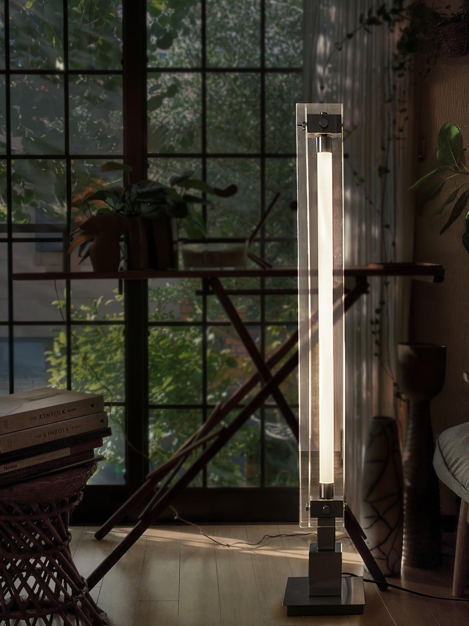 Modern Stainless Steel and Acrylic LED Ambient Floor Lamp with Glass Shade