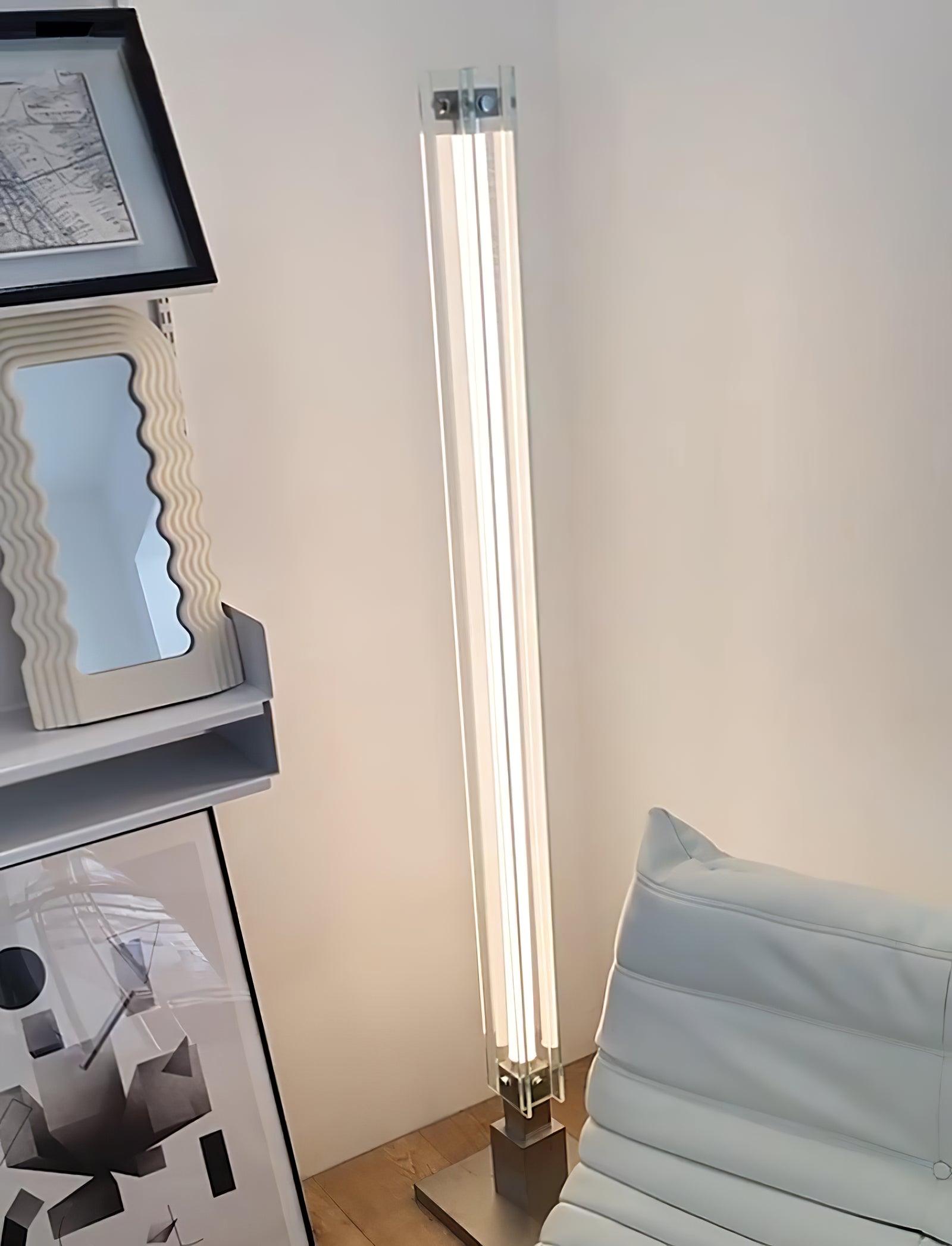 Modern Stainless Steel and Acrylic LED Ambient Floor Lamp with Glass Shade