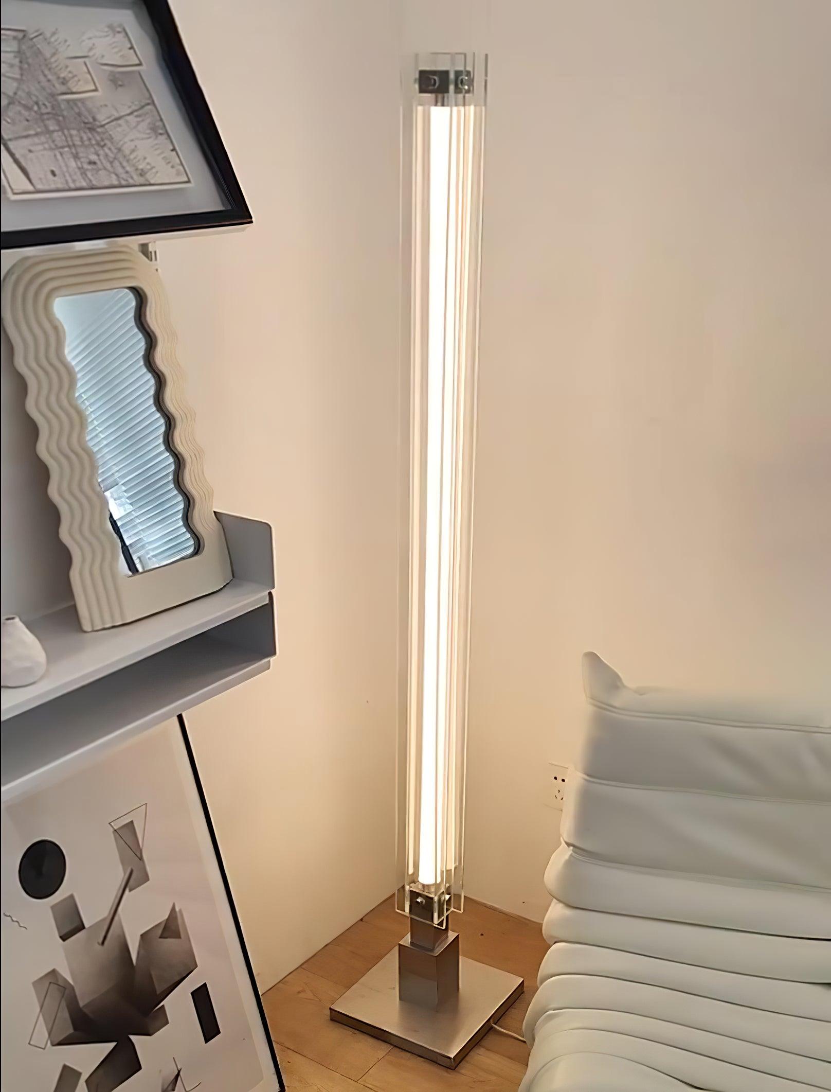 Modern Stainless Steel and Acrylic LED Ambient Floor Lamp with Glass Shade