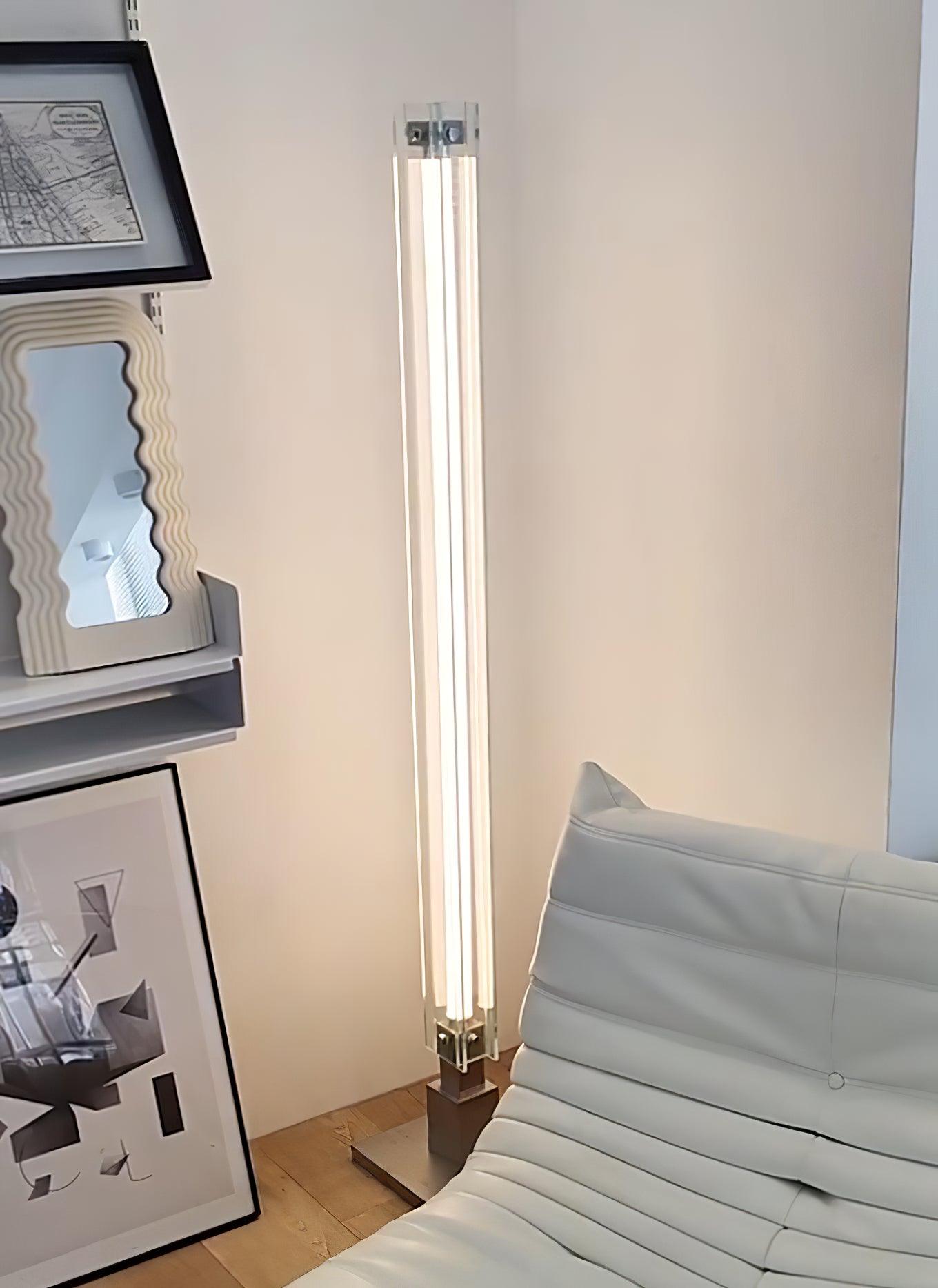 Modern Stainless Steel and Acrylic LED Ambient Floor Lamp with Glass Shade