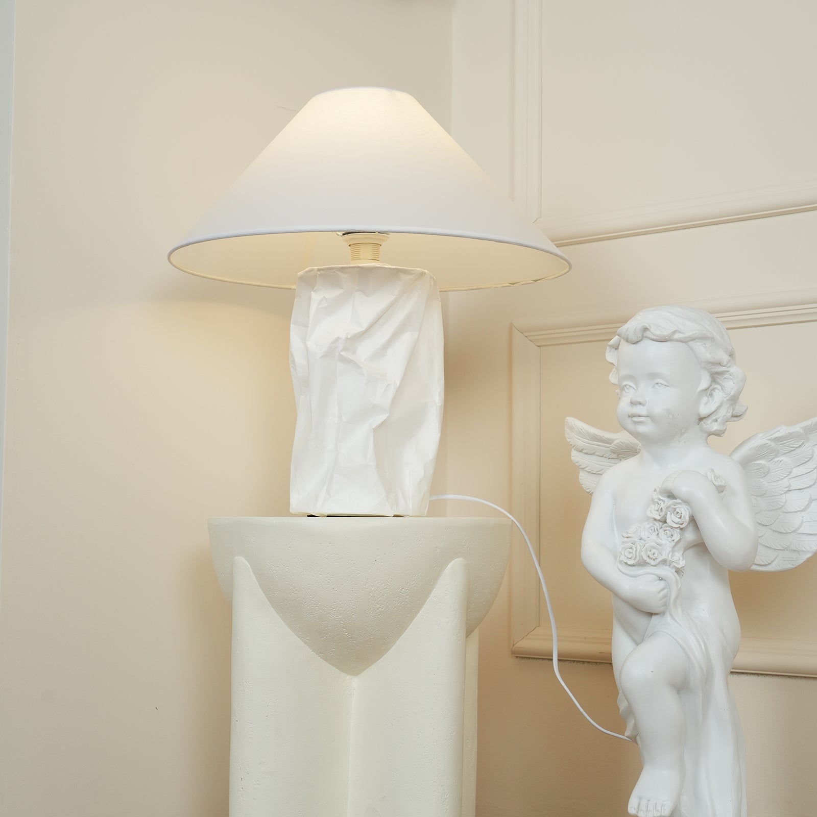 Modern Sculptural Dupont Paper Table Lamp for Contemporary Bedroom Lighting