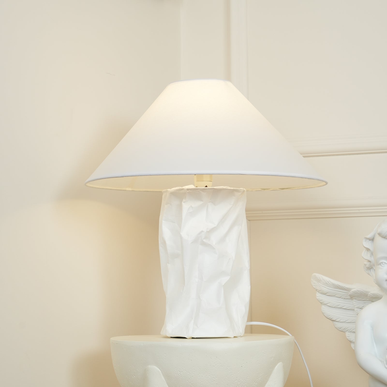 Modern Sculptural Dupont Paper Table Lamp for Contemporary Bedroom Lighting