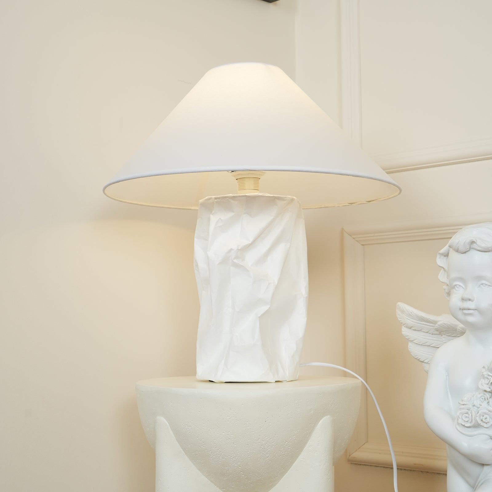 Modern Sculptural Dupont Paper Table Lamp for Contemporary Bedroom Lighting