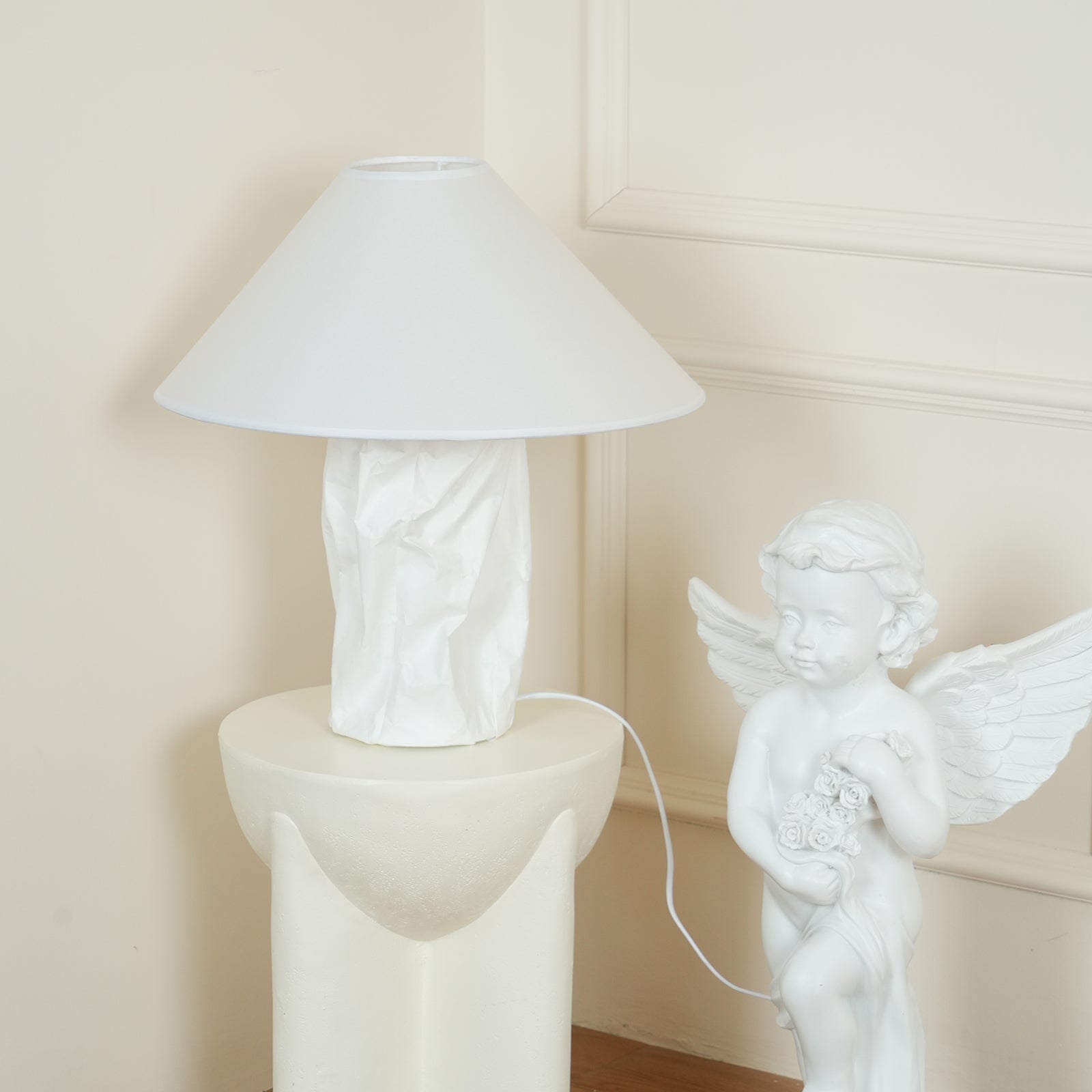 Modern Sculptural Dupont Paper Table Lamp for Contemporary Bedroom Lighting