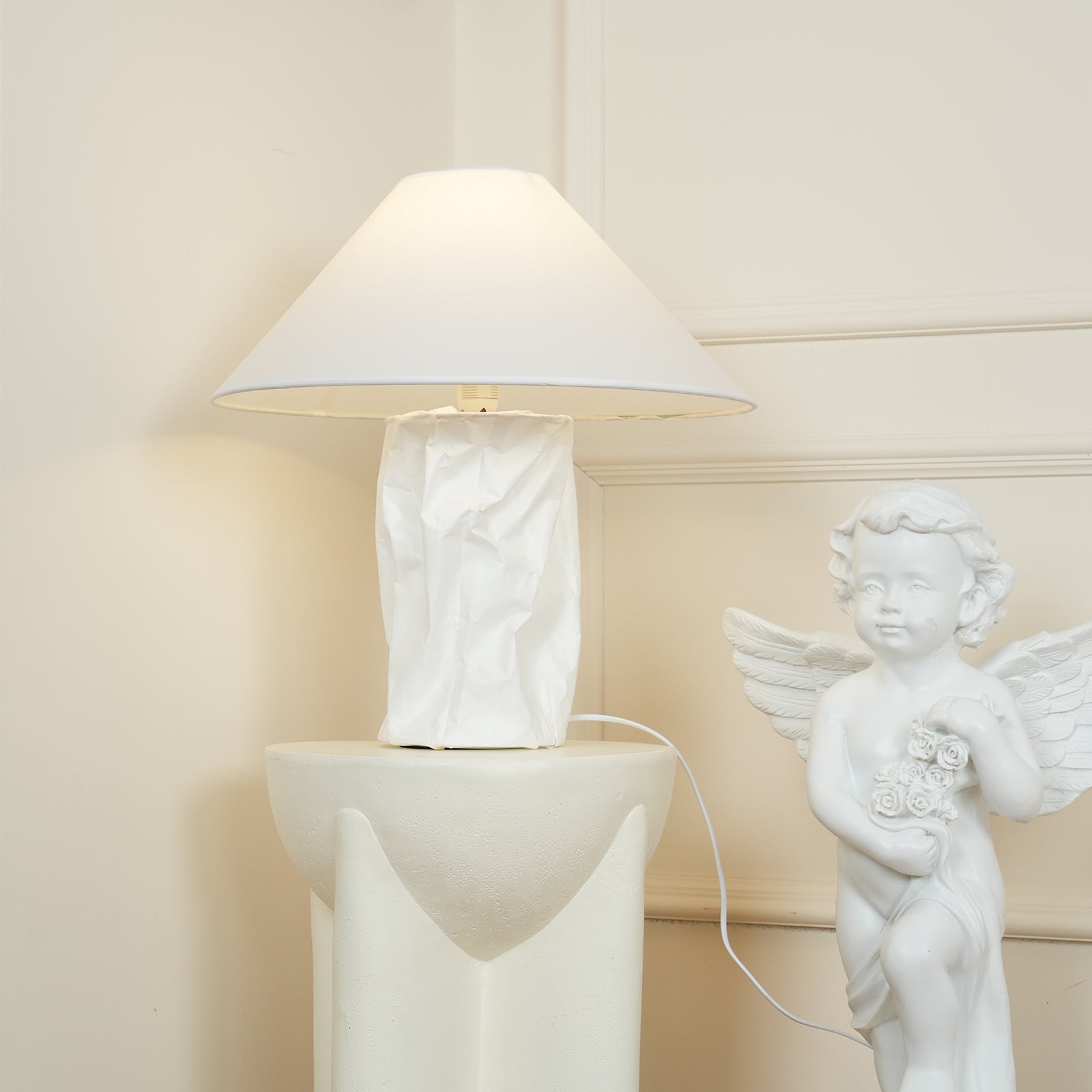 Modern Sculptural Dupont Paper Table Lamp for Contemporary Bedroom Lighting