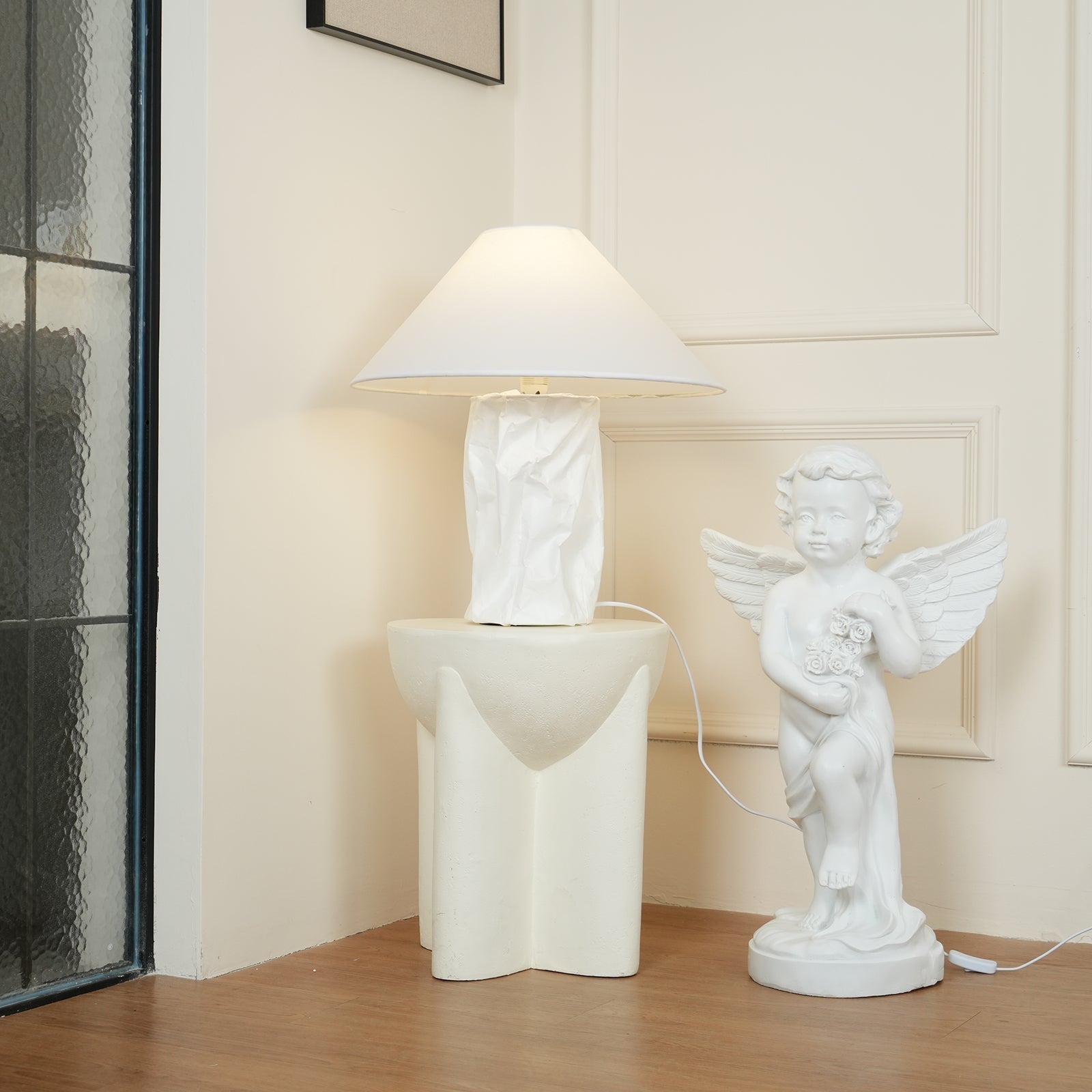 Modern Sculptural Dupont Paper Table Lamp for Contemporary Bedroom Lighting