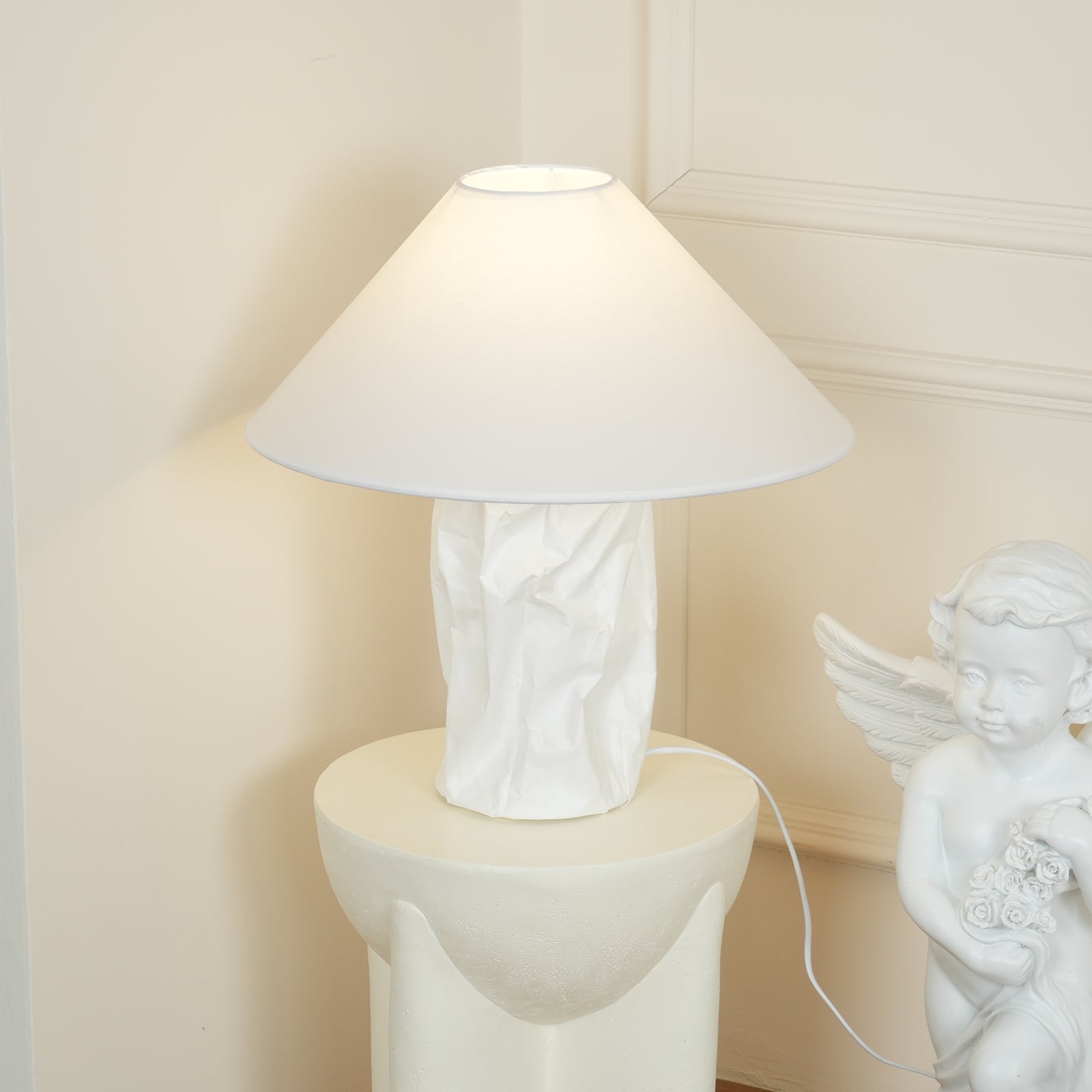 Modern Sculptural Dupont Paper Table Lamp for Contemporary Bedroom Lighting