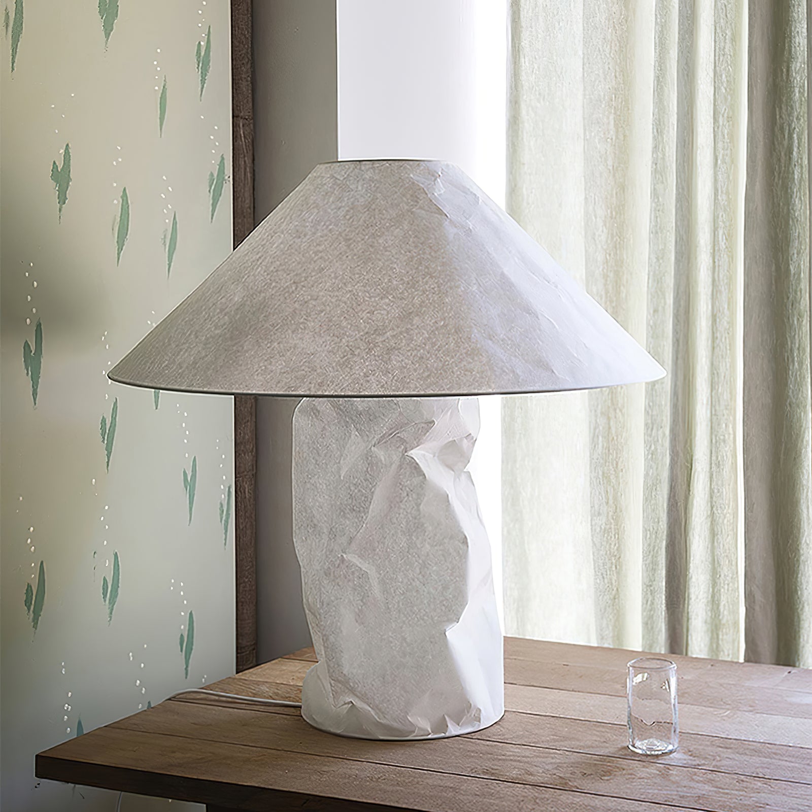 Modern Sculptural Dupont Paper Table Lamp for Contemporary Bedroom Lighting