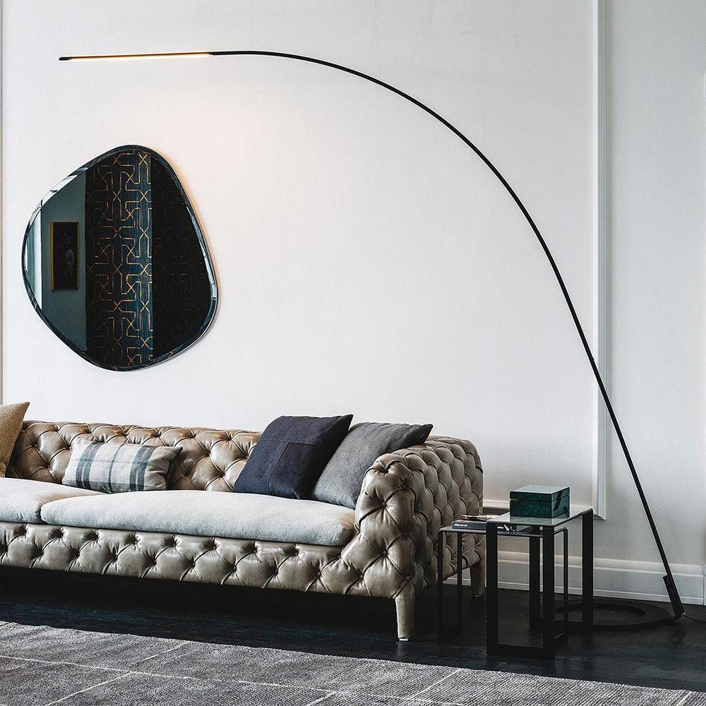 Lampo Minimalist Arc Floor Lamp Modern Steel Wire LED Torchiere Standing Light