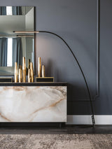 Lampo Minimalist Arc Floor Lamp Modern Steel Wire LED Torchiere Standing Light
