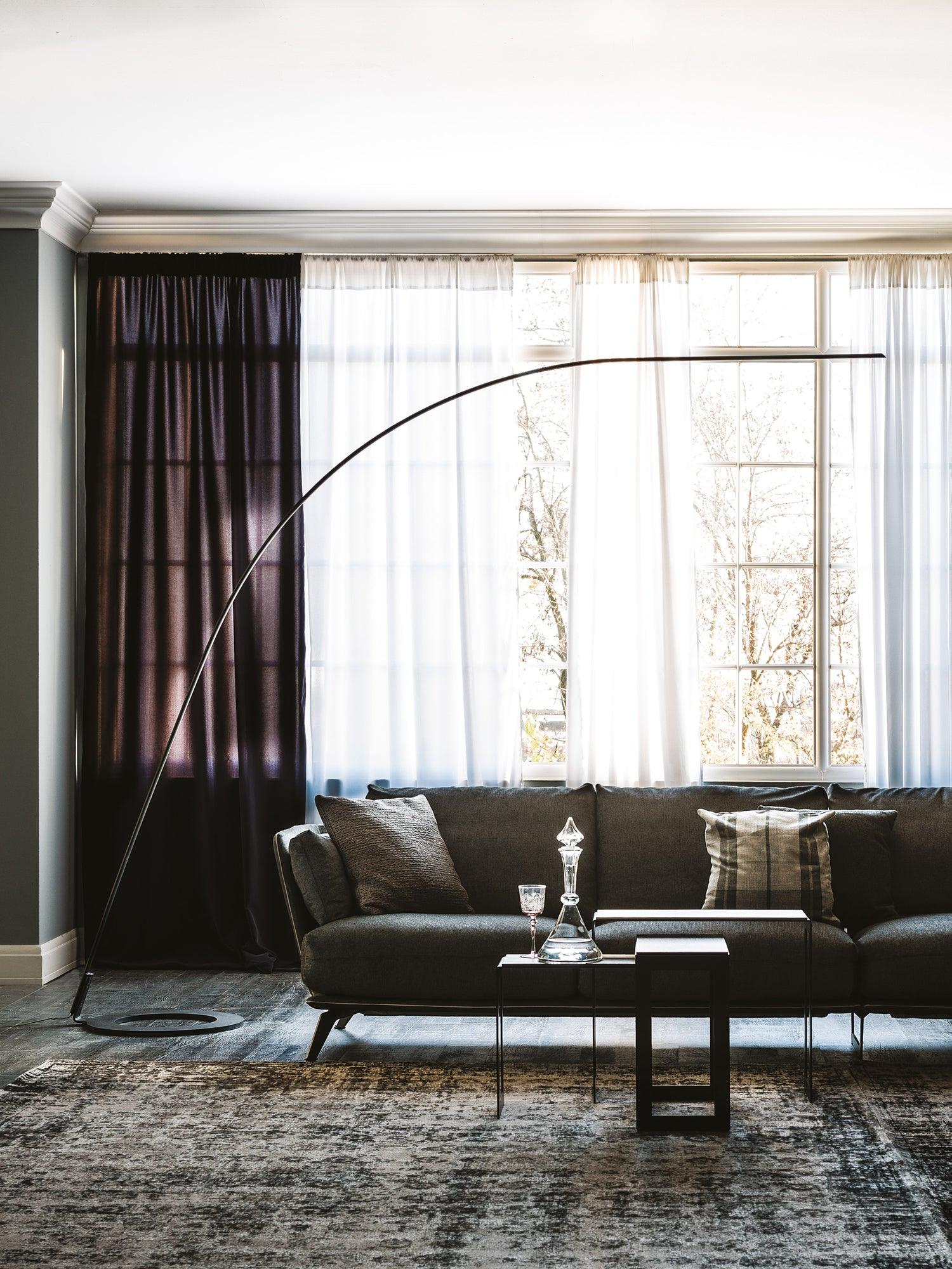Lampo Minimalist Arc Floor Lamp Modern Steel Wire LED Torchiere Standing Light