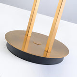 Artistic Modern Table Lamp with White Fabric Shade and Gold Geometric Accents for Living Room