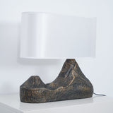 Artistic Landscape Side Table Lamp Resin Base with Fabric Shade Lighting