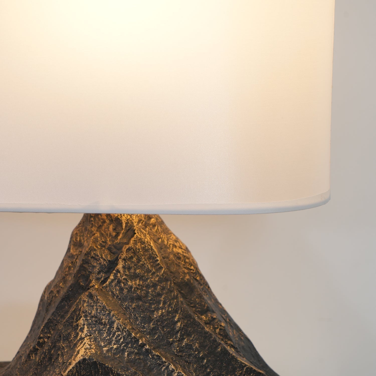 Artistic Landscape Side Table Lamp Resin Base with Fabric Shade Lighting