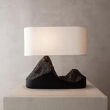 Artistic Landscape Side Table Lamp Resin Base with Fabric Shade Lighting