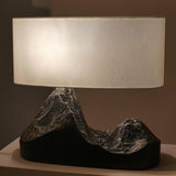 Artistic Landscape Side Table Lamp Resin Base with Fabric Shade Lighting