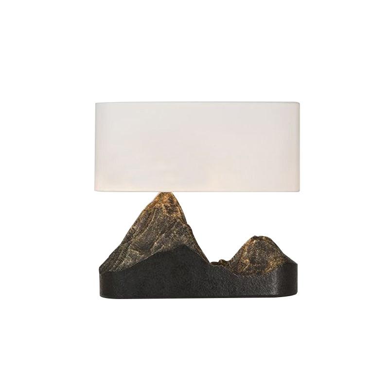 Artistic Landscape Side Table Lamp Resin Base with Fabric Shade Lighting