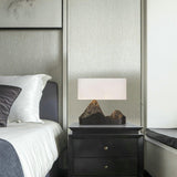 Artistic Landscape Side Table Lamp Resin Base with Fabric Shade Lighting
