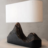 Artistic Landscape Side Table Lamp Resin Base with Fabric Shade Lighting