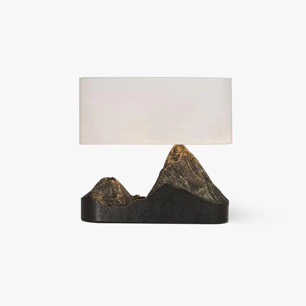Artistic Landscape Side Table Lamp Resin Base with Fabric Shade Lighting