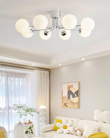 Modern Curved Silhouette Glass Globe Ceiling Lamp Lanta Style Chandelier in Gold or Chrome