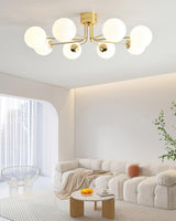 Modern Curved Silhouette Glass Globe Ceiling Lamp Lanta Style Chandelier in Gold or Chrome