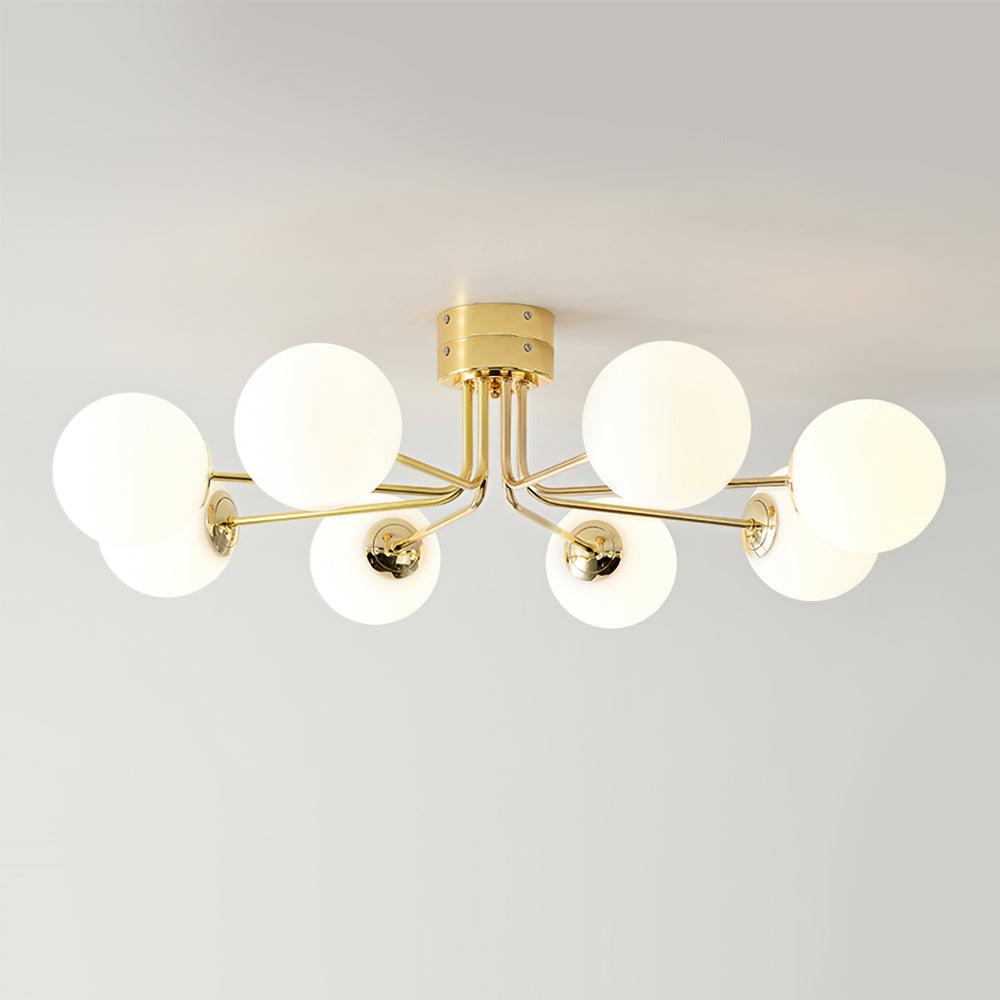 Modern Curved Silhouette Glass Globe Ceiling Lamp Lanta Style Chandelier in Gold or Chrome