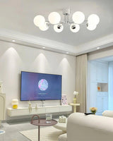 Modern Curved Silhouette Glass Globe Ceiling Lamp Lanta Style Chandelier in Gold or Chrome