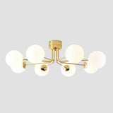 Modern Curved Silhouette Glass Globe Ceiling Lamp Lanta Style Chandelier in Gold or Chrome