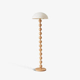 Japanese Rice Paper Standing Floor Lamp with Sculptural Cherry Wood Base and White Shade