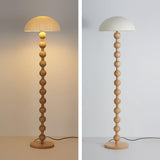 Japanese Rice Paper Standing Floor Lamp with Sculptural Cherry Wood Base and White Shade