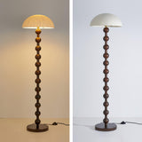 Japanese Rice Paper Standing Floor Lamp with Sculptural Cherry Wood Base and White Shade