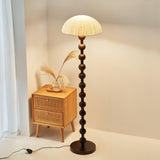 Japanese Rice Paper Standing Floor Lamp with Sculptural Cherry Wood Base and White Shade