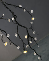 Modern Large Floral Branch Chandelier with Handmade Ceramic Flowers and Black Brass Finish