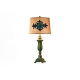 Lark Vintage Green Resin Table Lamp with Linen Fabric Bell Shade for Bedside Lighting