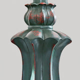 Lark Vintage Green Resin Table Lamp with Linen Fabric Bell Shade for Bedside Lighting
