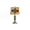 Lark Vintage Green Resin Table Lamp with Linen Fabric Bell Shade for Bedside Lighting