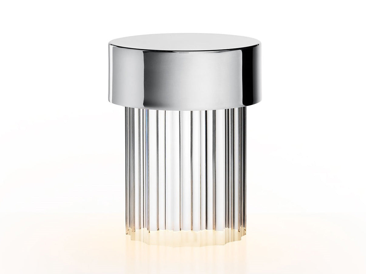 Modern Rechargeable LED Portable Table Lamp with Elegant Crystal Glass Column Design
