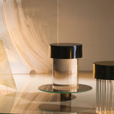 Modern Rechargeable LED Portable Table Lamp with Elegant Crystal Glass Column Design