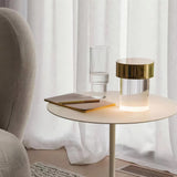 Modern Rechargeable LED Portable Table Lamp with Elegant Crystal Glass Column Design