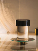 Modern Rechargeable LED Portable Table Lamp with Elegant Crystal Glass Column Design