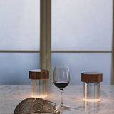 Modern Rechargeable LED Portable Table Lamp with Elegant Crystal Glass Column Design