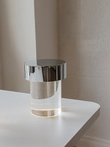 Modern Rechargeable LED Portable Table Lamp with Elegant Crystal Glass Column Design