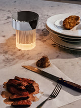 Modern Rechargeable LED Portable Table Lamp with Elegant Crystal Glass Column Design