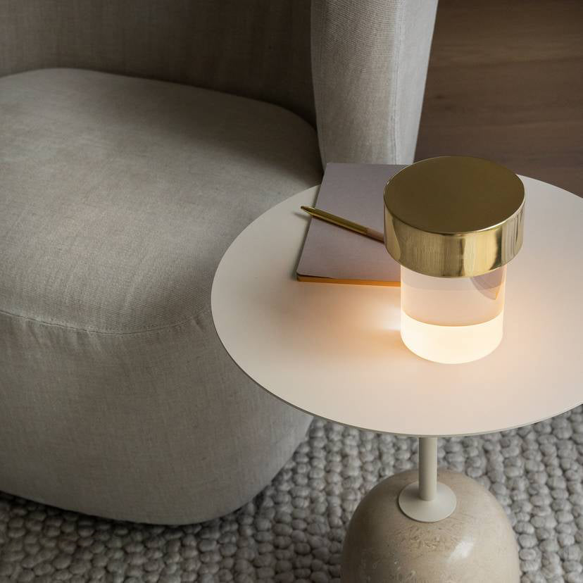 Modern Rechargeable LED Portable Table Lamp with Elegant Crystal Glass Column Design