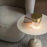 Modern Rechargeable LED Portable Table Lamp with Elegant Crystal Glass Column Design